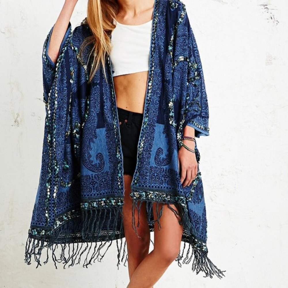 Free People Indigo Hendrix Kimono NWT